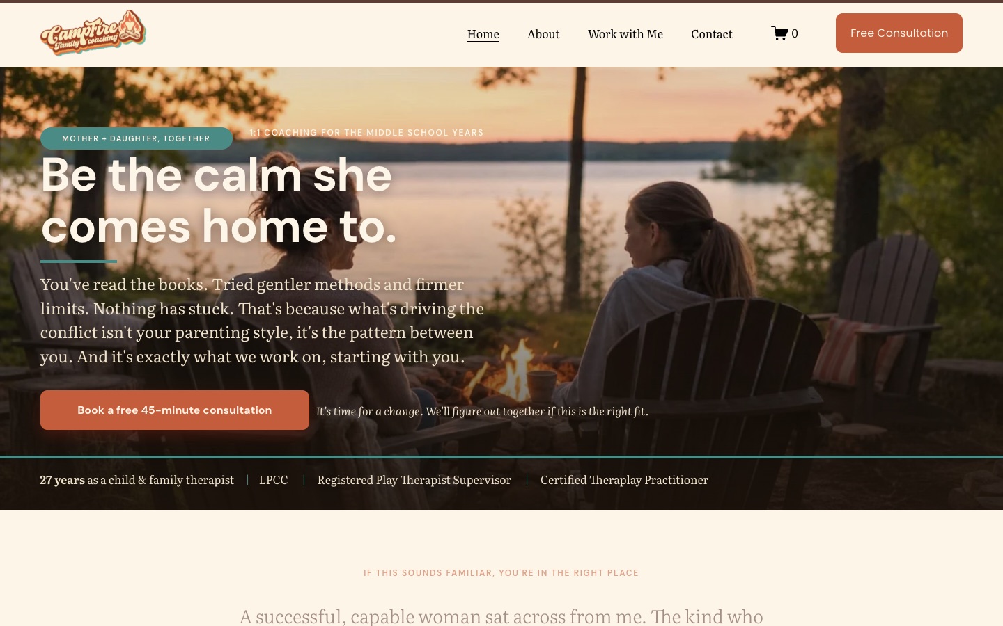 The Campfire Family Coaching website homepage